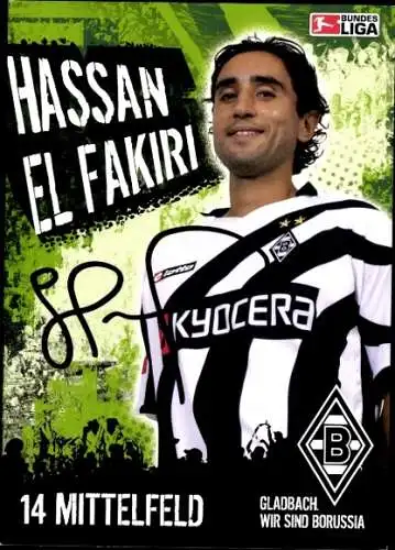 Autogrammkarte Fußball, Hassan El Fakiri, Borussia Mönchengladbach