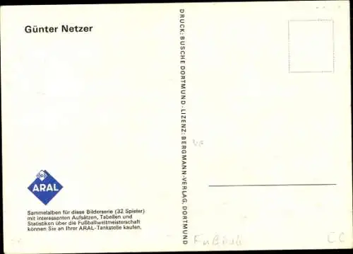 Ak Fußballspieler Günter Netzer, Dribbeln, Borussia Mönchengladbach