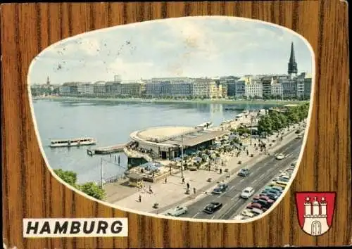 Passepartout Ak Hamburg Mitte Altstadt, Jungfernstieg, Binnenalster, Autos