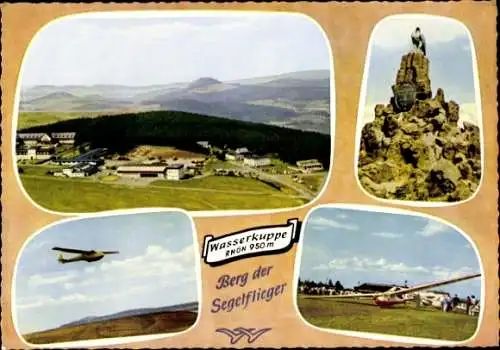 Ak Poppenhausen an der Wasserkuppe Rhön, Segelflieger, Blick von oben