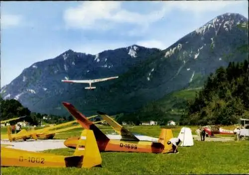 Ak Unterwössen im Kreis Traunstein Oberbayern, Alpensegelflugschule, Segelflugzeuge, D 1002, D 1699