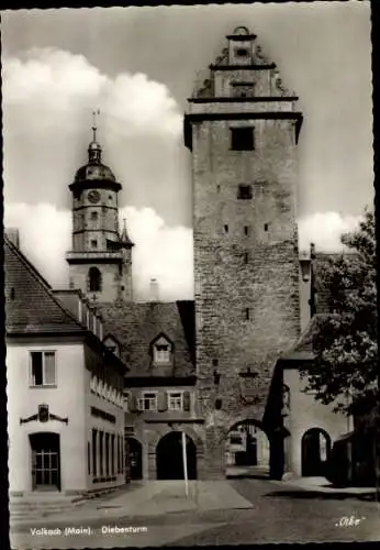 Ak Volkach am Main Unterfranken, Diebenturm