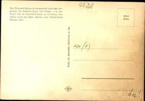 Ak Hofheim im Taunus Hessen, Fatima-Madonna, Kapelle, St. Marien-Krankenhaus