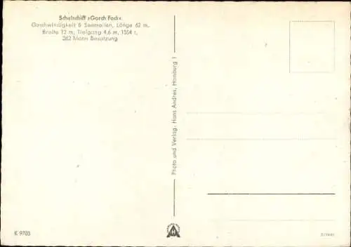 Ak Schulschiff Gorch Fock