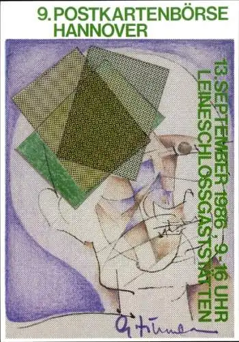 Künstler Ak Zimmermann, G., 9. Postkartenbörse in Hannover, Leine-Schlossgaststätten, Moderne Kunst