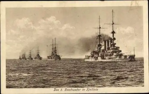 Ak Deutsche Kriegsschiffe, 2. Geschwader in Kiellinie, Kaiserliche Marine