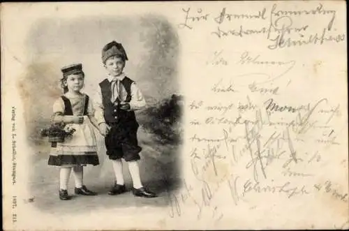 Ak Deutschland, Kinder in Volkstracht, Portrait