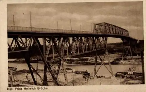 Ak Kiel, Prinz Heinrich Brücke, Hochbrücke, Dampfer