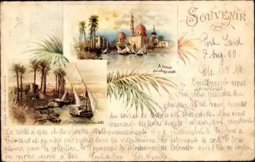 Litho Kairo Kairo Ägypten, Nilufer, arabisches Dorf