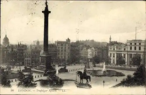 Ak London City England, Trafalgar Square, Nelson Monument