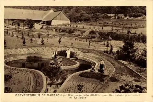 Ak Obermorschwihr Elsaß Haut Rhin, Präventorium Marbach, Garten