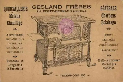 Ak La Ferté Bernard Sarthe, Gesland Frères, Geschäft, Reklame
