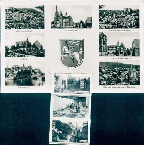 Ak Marburg an der Lahn, Totalansicht, Universität, Schloss, Elisabethkirche, Deutsch-Ordenshaus