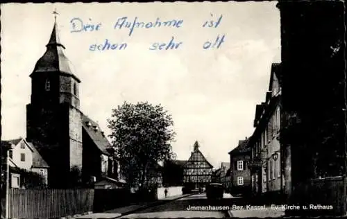 Ak Immenhausen in Hessen, Ev. Kirche, Rathaus