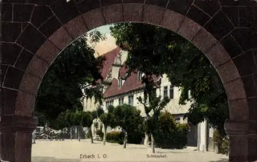 Ak Erbach im Odenwald Hessen, Schlosshof, Torbogen