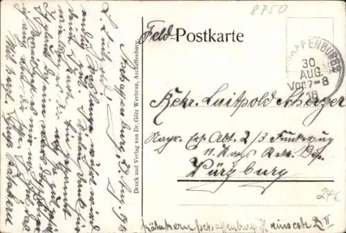 Künstler Ak Aschaffenburg in Unterfranken, Pompejanum, Ruderboot