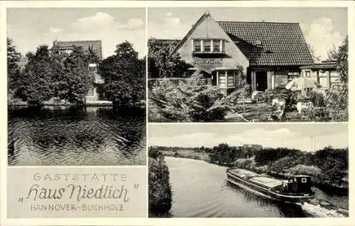 Ak Buchholz Kleefeld Hannover in Niedersachsen, Gaststätte Haus Niedlich, Kanal, Schierholzstraße
