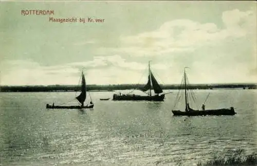 Ak Rotterdam Südholland Niederlande, Maas, Kr. veer, Segelboote