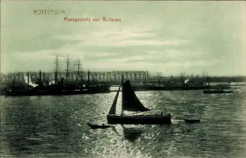 Ak Rotterdam Südholland Niederlande, Maas, Blick von Belleveu, Segelboot, Segelschiffe