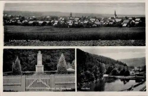 Ak Laufersweiler im Hunsrück, Gesamtansicht, Gefallenendenkmal, Idar-Bad