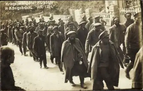 Foto Ak Königsbrück in der Oberlausitz, russische Kriegsgefangene, 1914