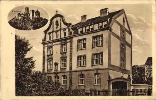 Ak Lutherstadt Eisenach in Thüringen, St. Elisabethen-Krankenhaus, Wartburg
