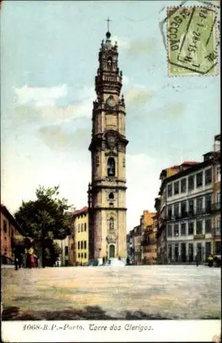 Ak Porto Portugal, Torre dos Clerigos, Partie am Markt
