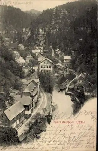 Ak Hřensko Herrnskretschen Elbe Region Aussig, Gesamtansicht