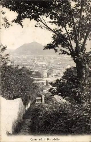 Ak Lago di Como Lombardia, Como ed il Baradello