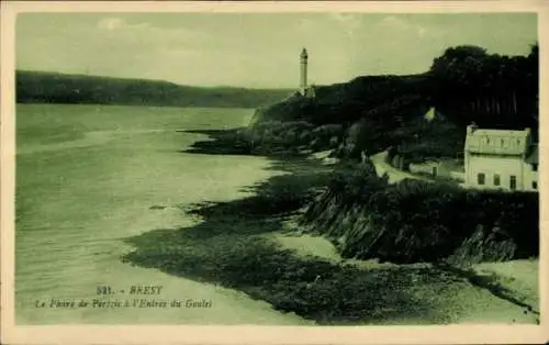 Ak Brest Finistère, Leuchtturm von Perizic, Eingang zum Goulet