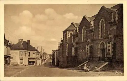 Ak La Suze Sarthe, Place de l’Eglise, Brücke über die Sarthe