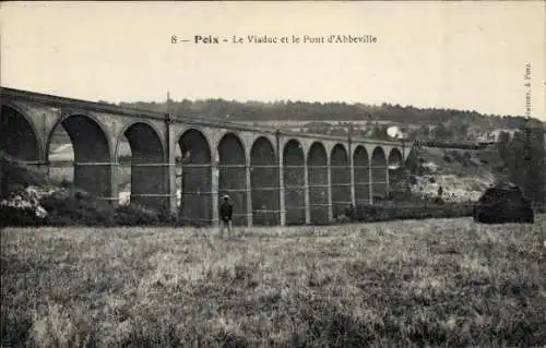 Ak Poix Somme, Viaduc, Pont d'Abbeville