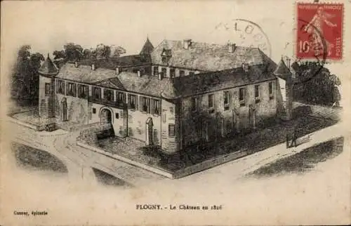 Künstler Ak Flogny la Chapelle Yonne, Chateau en 1826