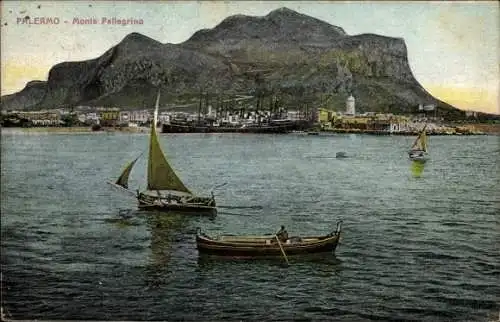 Ak Palermo Sizilien Sicilia Italien, Panorama, Monte Pellegrino