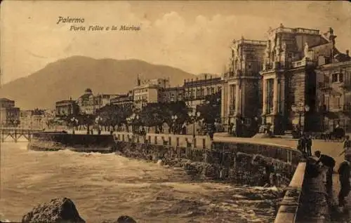 Ak Palermo Sicilia, Porto Felice e la Marina, Promenade