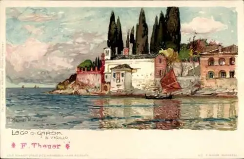 Künstler Litho Wielandt, Manuel, San Vigilio Lago di Garda Veneto, Wasserpartie