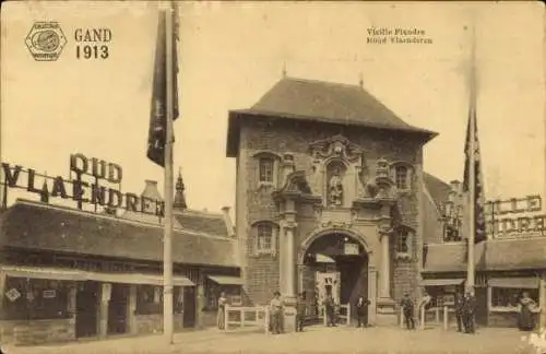 Ak Gand Gent Ostflandern, Exposition Internationale 1913, Vieille Flandre Houd Vlaenderen