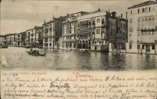Ak Venezia Venedig Veneto, Canal Grande, Pal. Sagredo
