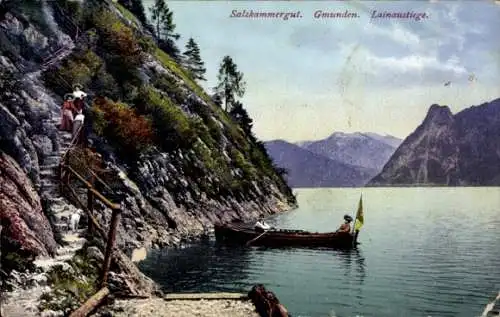 Ak Gmunden in Oberösterreich, Lainaustiege