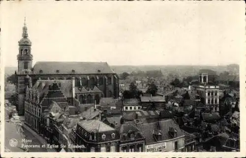 Ak Mons Wallonien Hennegau, Panorama, Eglise St. Elisabeth