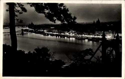 Ak Budapest Ungarn, Teilansicht, Abendansicht, Brücke