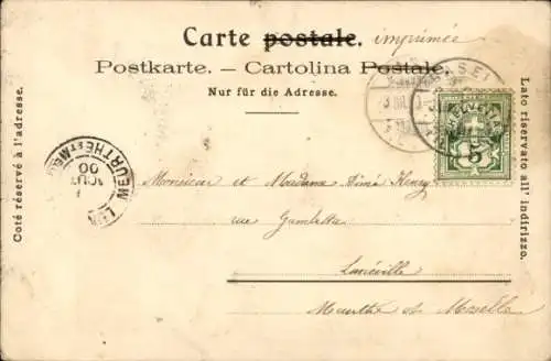 Wappen Litho Bâle Basel Stadt Schweiz, Stadtansicht, Spinnennetz, Chocolat Suchard Neuchatel