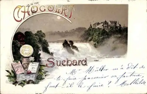 Litho Rheinfall Kanton Schaffhausen, Wasserfall, Chocolat Suchard