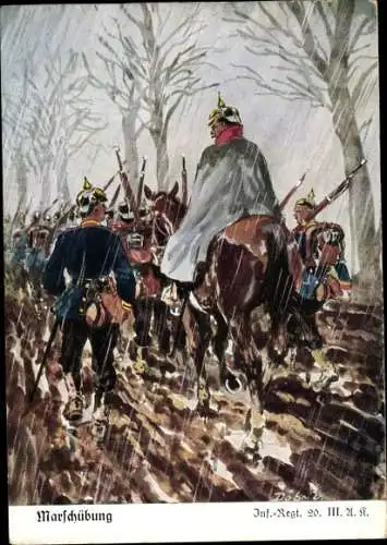 Regiment Künstler Ak Döbrich Steglitz, Infanterie Regiment 20, Marschübung