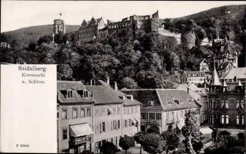 Ak Heidelberg am Neckar, Kornmarkt, Schloss