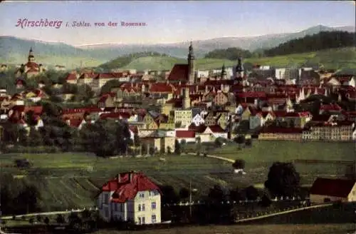 Ak Jelenia Góra Hirschberg Riesengebirge Schlesien, Blick von der Rosenau