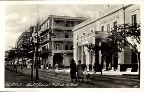 Ak Port Said Ägypten, Postamt, Hotel de la Poste