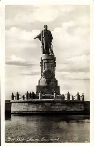 Ak Port Said Ägypten, Lesseps Monument