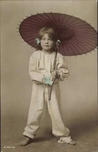 Ak Mädchen, Portrait, Sonnenschirm