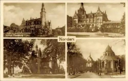 Ak Norden Ostfriesland, Altes Rathaus, Schloss Nordeck, Schloss Lütetsburg